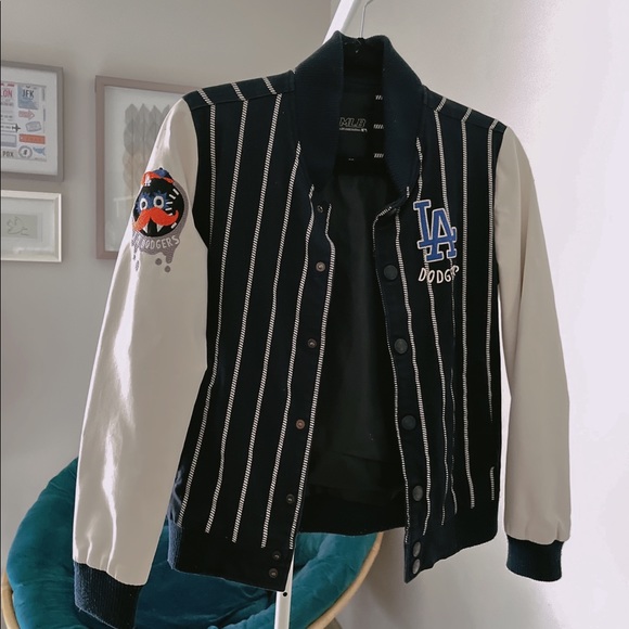 LA Dodgers Jacket with Faux Leather Sleeves, 00P - Picture 2 of 4